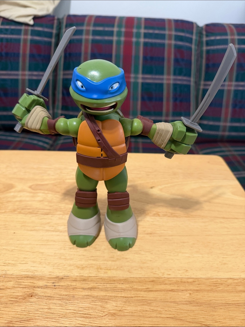 Green Turtle Action Figure with Blue Mask and Orange Shell - Kids Toy